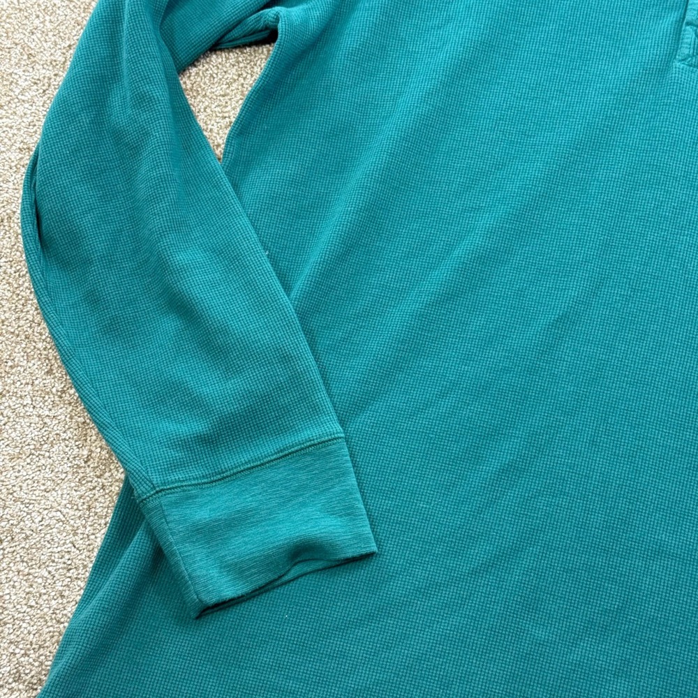 Lands End Mens XL/T Teal Green Waffle Knit Long Sleeve Henley Shirt 46 48 Tall - Picture 10 of 11
